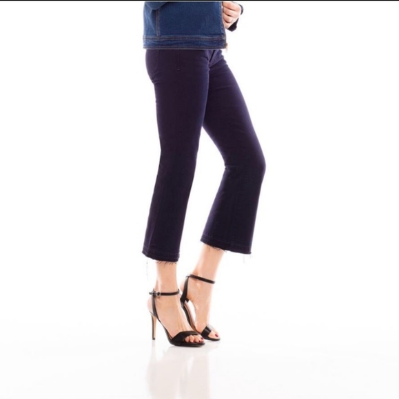 NWT Sagjol Cropped Raw/Frayed Hem Dark Wash Blue Jeans Size 26 - Picture 2 of 10